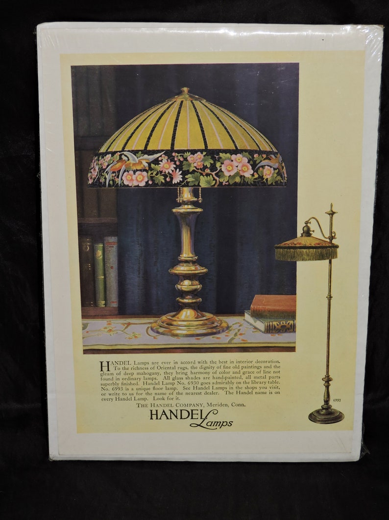 Antique Handel Lamps Ad Color Advertisement Table 6930 Floor Etsy