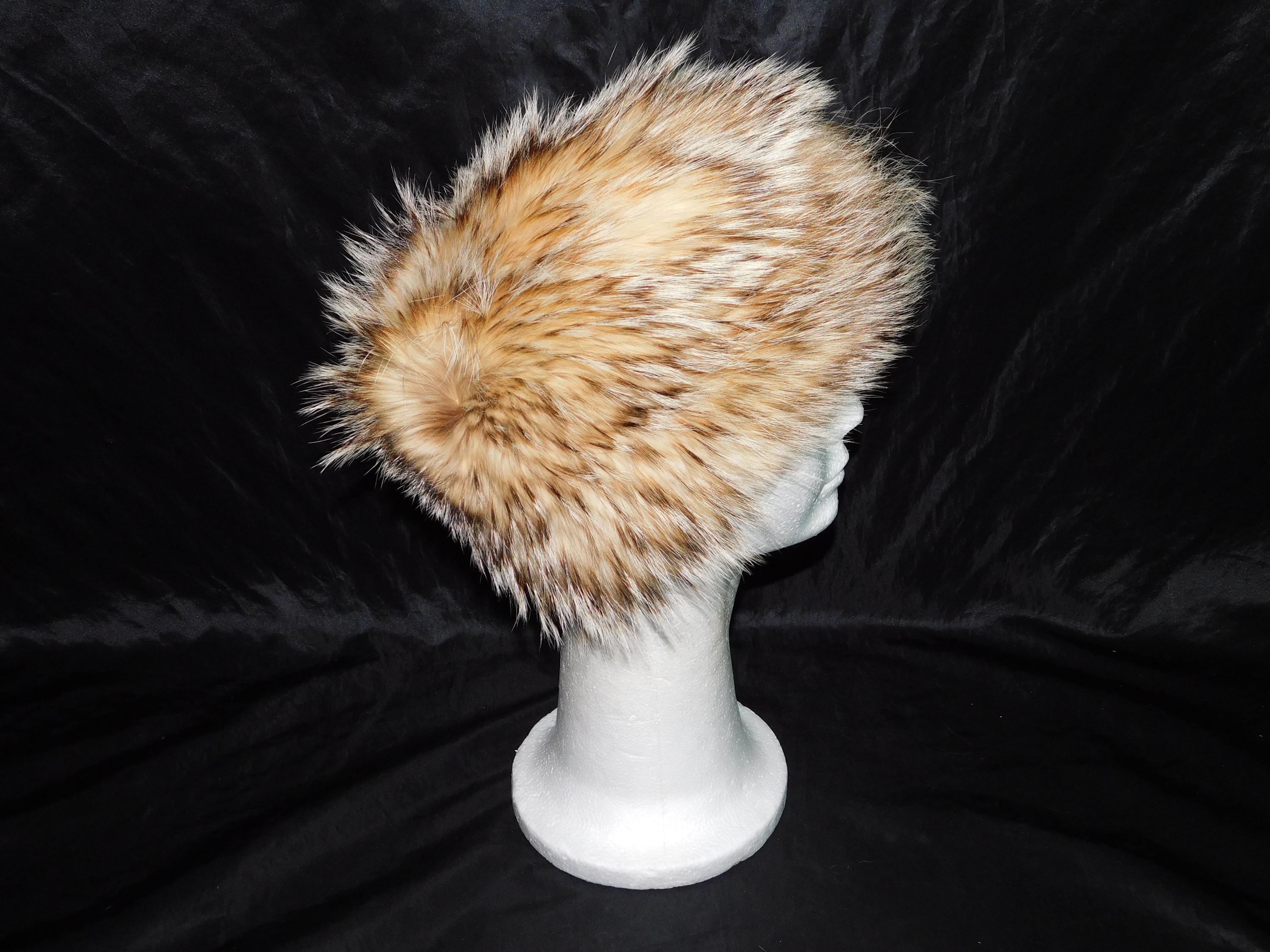 Vintage Brown Raccoon Fur Hat Woman L XL Pillbox Style Woman  display picture 2