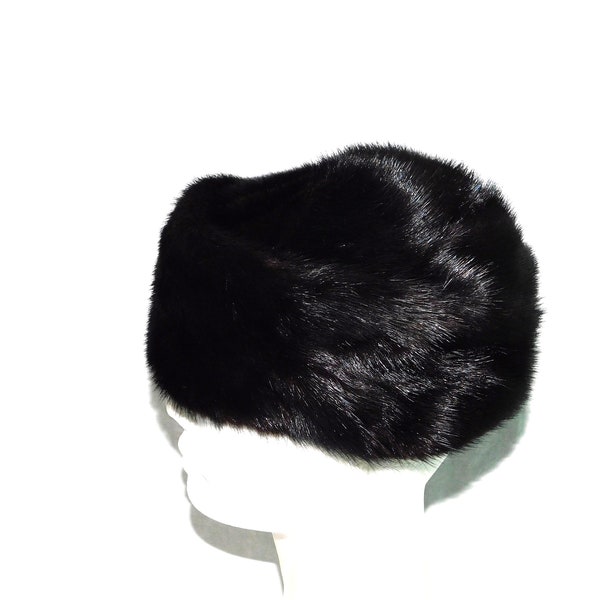 Vintage Mr John 1950s Black Mink Fur Hat S Womens Day To Evening Winter Formal Small