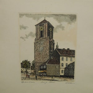 Spondon Derby England Historic Castle Clock Tower Town Center Art Print Signed Colored