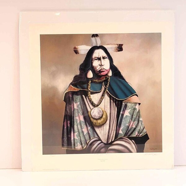 Wisdom of the Shaman JD Challenger Native American Indian Art Print Signed AP Lithograph Traditional Portrait 1997