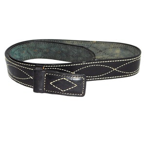 Full Grain Harness Cowhide Black Leather Belt Size 34 Mens Western Stitched Deisn 34" Waist