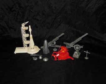Vintage Space Rocket Ship Toys Mixed Lot Plastic Marx Atomic Cape Canaveral Pieces and Other Sets