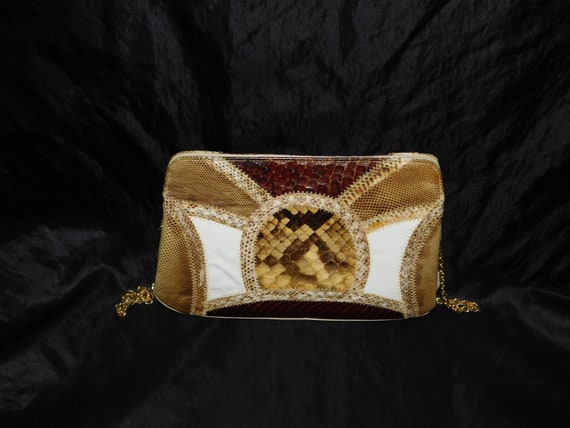 Vintage Caprice Snakeskin Purse Shoulder Bag Patc… - image 1