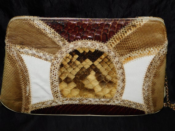 Vintage Caprice Snakeskin Purse Shoulder Bag Patc… - image 4