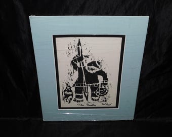 The Hunter Ted Ariel Alaska Native Eskimo Seal Hunting With Spear Art Print Matted Signed Inuit