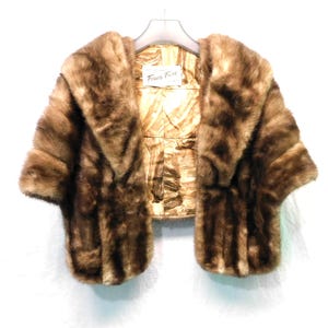 Vintage Feuer Furs Chicago Mink Fur Stole Wrap Shawl Capelet With Pockets Jacket One Size OS Winter Formal Party