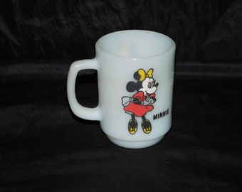Vtg Disney Minnie Mouse Pepsi Anchor Hocking Milk Glass Coffee Mug