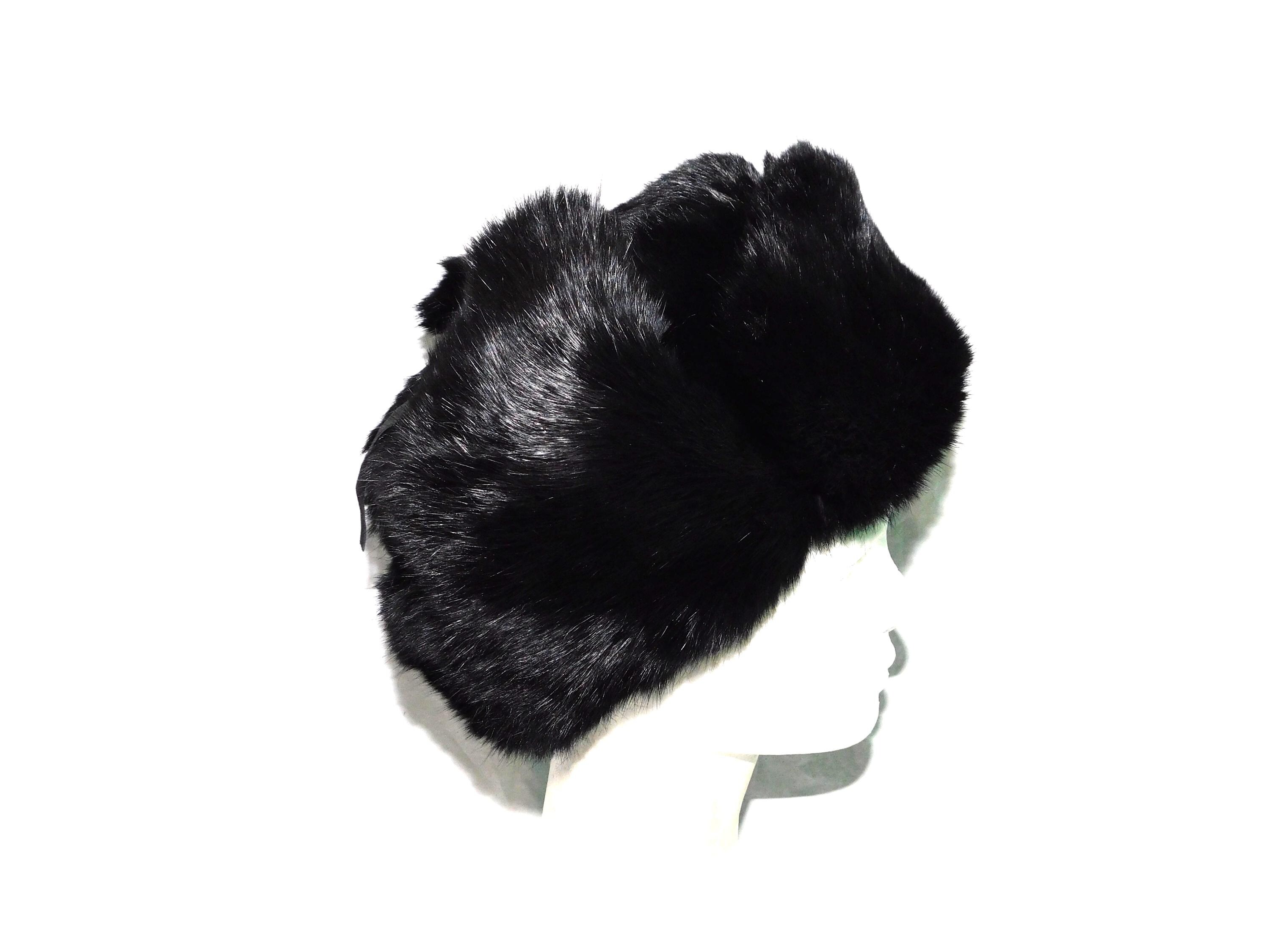Vintage B Altman Co M Mens Black Fur Hat Cossack Style Tie  display picture 1