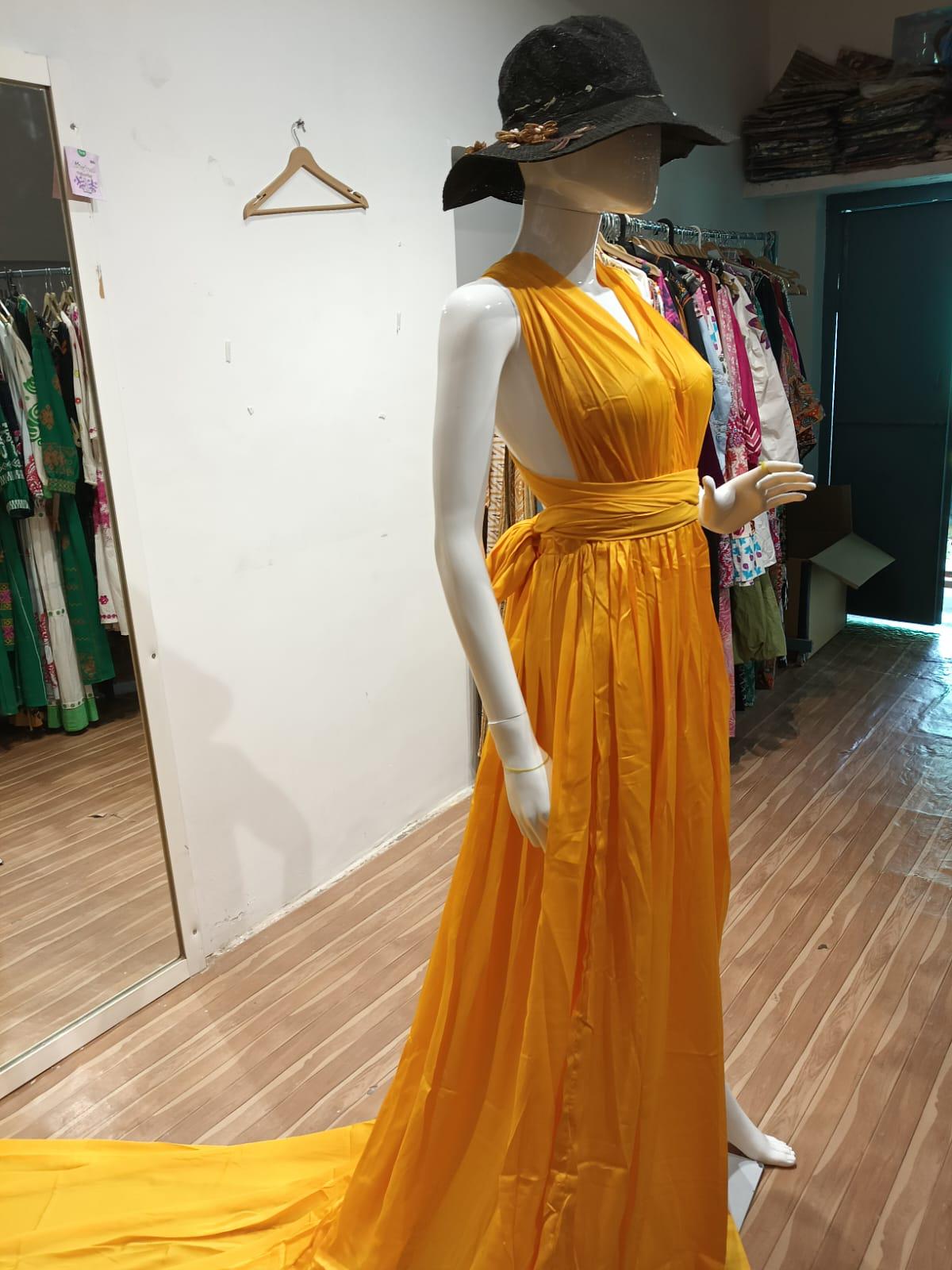 golden globes brown dress Classic Multiway Infinity Dress In Butter Yellow For Sale - Bridesmaids  Dresses main image 1