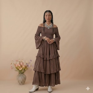 brown bell sleeve dress Women's Chocolate Brown Premium Satin Bell Sleeve Shirt Dress