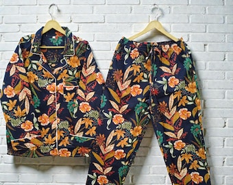 Floral Cotton Pajama Set , Bohemian Sleepwear