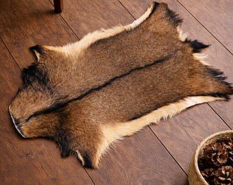 Set of 2 Natural Mountain Goat Hides, Hair-on Leather for Decor, Bags, Upholstery