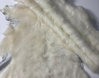 Genuine Toscana Fur Hide | Long-Haired White Pelt, Scandinavian Decor