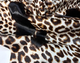 Leopard Print Hair-On Calf Leather Hide | DIY Craft Supply