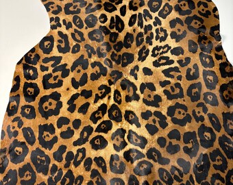 Leopard Print Hair-On Leather Hide | Genuine Calf, DIY Craft Supply
