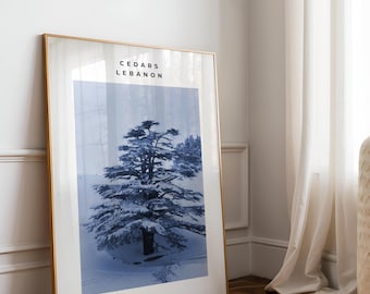 Cedars of Lebanon Snow Poster – Winter Cedar Tree Wall Art, Lebanese Mountain Print