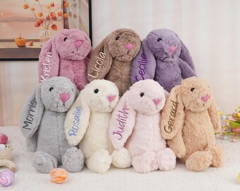 Personalized Embroidered Bunny Newborn Gift, Baby Shower Plush Toy ,Custom Name Rabbit Doll, Easter Gift for Kids