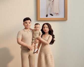 Custom Family Portraits Doll Valentine Gift Personalized Crochet Doll Handmade Custom Doll Look Alike Doll Gift For Wife Gift For Kids