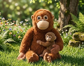 Viral Monkey Plush, Punch Djungelskog Plushy Toy, Emotional Support Stuffed Animal, Plush Gift For Her, Hugging Animal Plushie Gift (25")