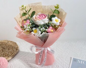Crochet Rose Bouquet: Knitted Floral Arrangement, Mother Day Gift, Eternal Home & Wedding Decor