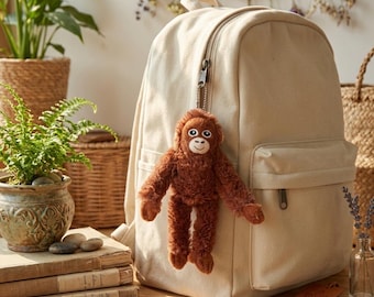 Punch Monkey Plush Keychain, Viral Orangutan Plush Pendant, Mini Emotional Support Animal