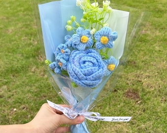 Crochet Flowers Bouquet, Forever Flowers,Mother's Day Gift, Anniversary, Birthday Gifts for Duaghter,Wife,Sister,Bridesmaids, Mom Bouquet