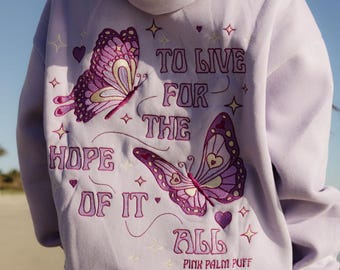 Pink Palm Puff Hoodie Embroidered Handmade Streetwear