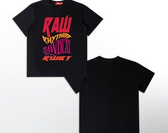 RAWBEAT track10 Printwave in black oversized graphic T-shirt, made from 100% cotton fabric.