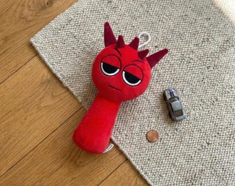 Sprunki Raddy Plush Toy | Incredibox Inspired Reddy Character Doll | Red Horror Game Stuffed Animal | Handmade Gamer Gift for Kids & Fans