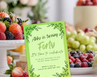Green 40th Birthday Invitation Template