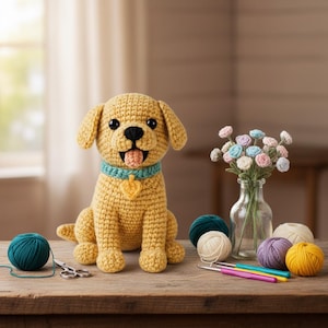 Labrador Puppy Crochet Pattern, Amigurumi Labrador Dog Puppy, PDF File Tutorial Pattern English File