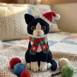 Tuxedo Cat Häkelanleitung - Tuxedo Cat PDF English File, Süße Katze Weihnachten Häkelanleitung, Süße Tuxedo Katze Plushies Pattern
