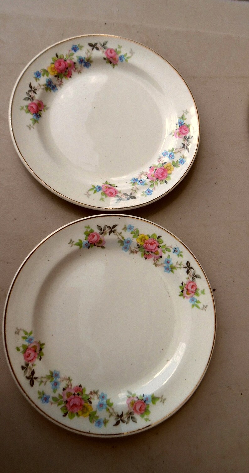 Bread Plates Saucers Floral Pattern Berry Bowls Small Lot of Vintage 1966 Cronin China Plate
