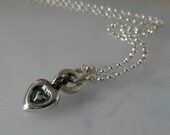 Sterling Silver Heart Necklace, Rustic tiny pendant, love sweet pendant.