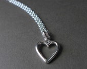 Sterling Silver Heart Pendant. Simple Heart Sterling Silver Necklace.