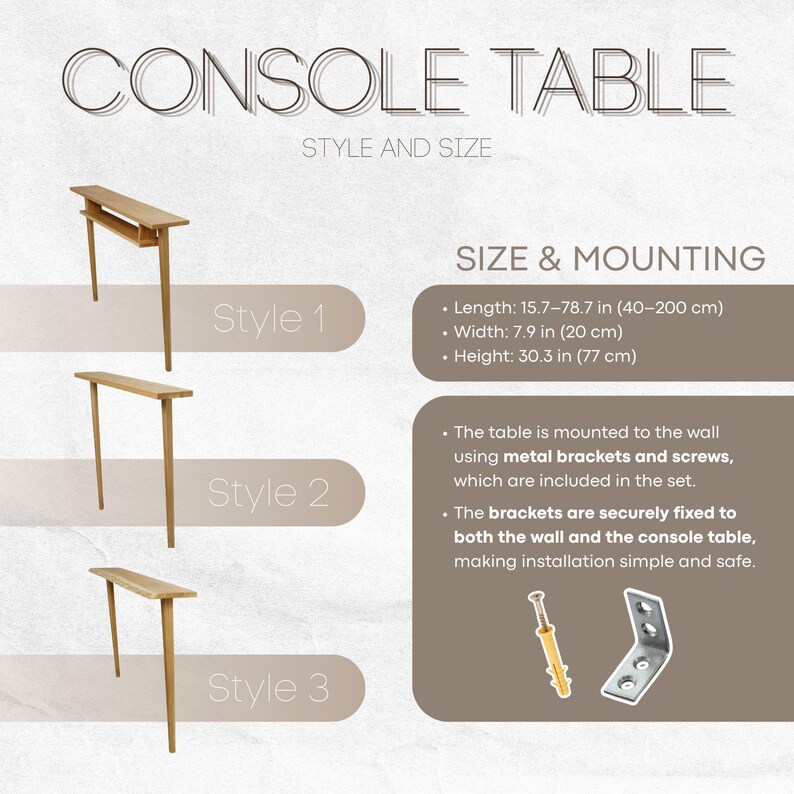 Live edge console table, slim hallway console, solid wood radiator shelf, mid century furniture image 2