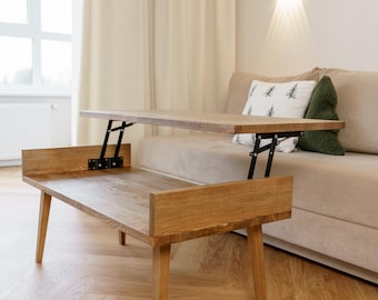 Folding wooden coffee table, custom laptop desk, living room furniture, handmde lift top table