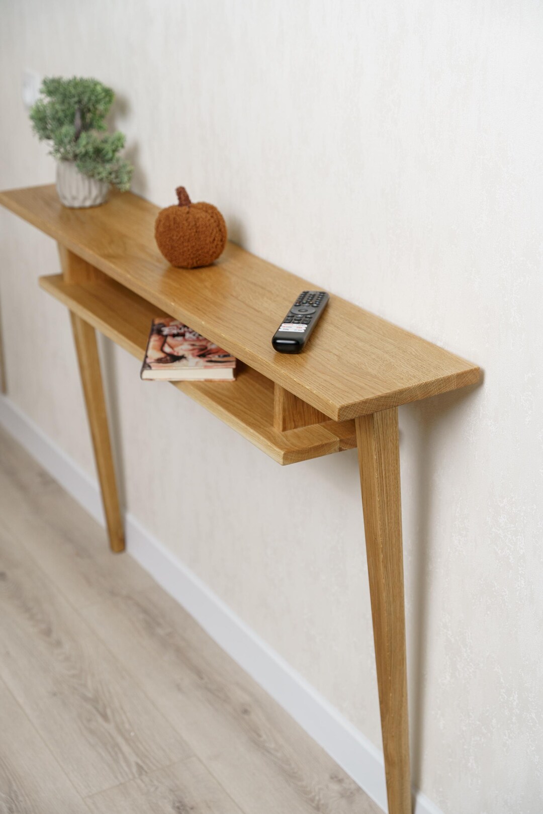 Oak Radiator Console Table Narrow Radiator Console Table, Entryway Solid Oak Console, Handmade ...