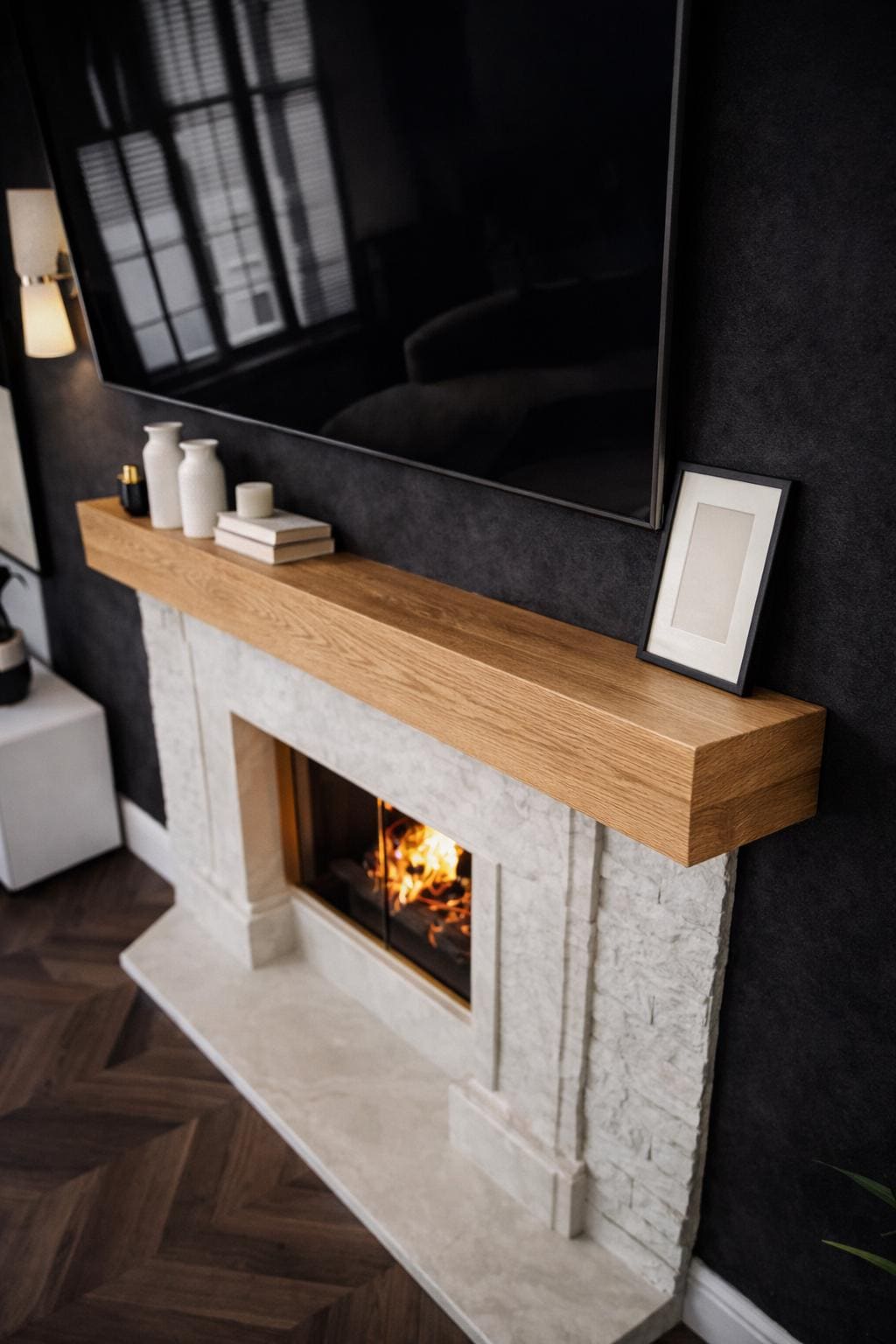 Kaminsims Holz 2m Breit CraftWood Eichen-Kaminsims Aus Massivholz – Bis 2 M Breite, Rustikaler Holzsturz Für Ofen Und Kamin