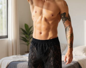 Men Sheer Lace Shorts & Boxer Brief Set – Unique Modern Menswear