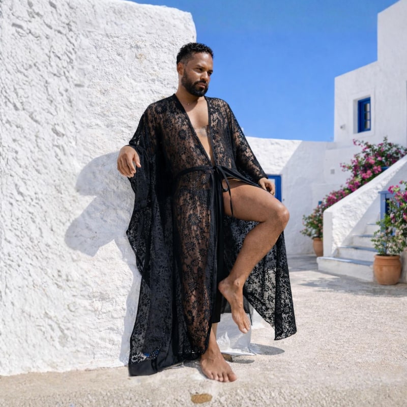 Hemp Robe Sheer Mens Caftan - Etsy