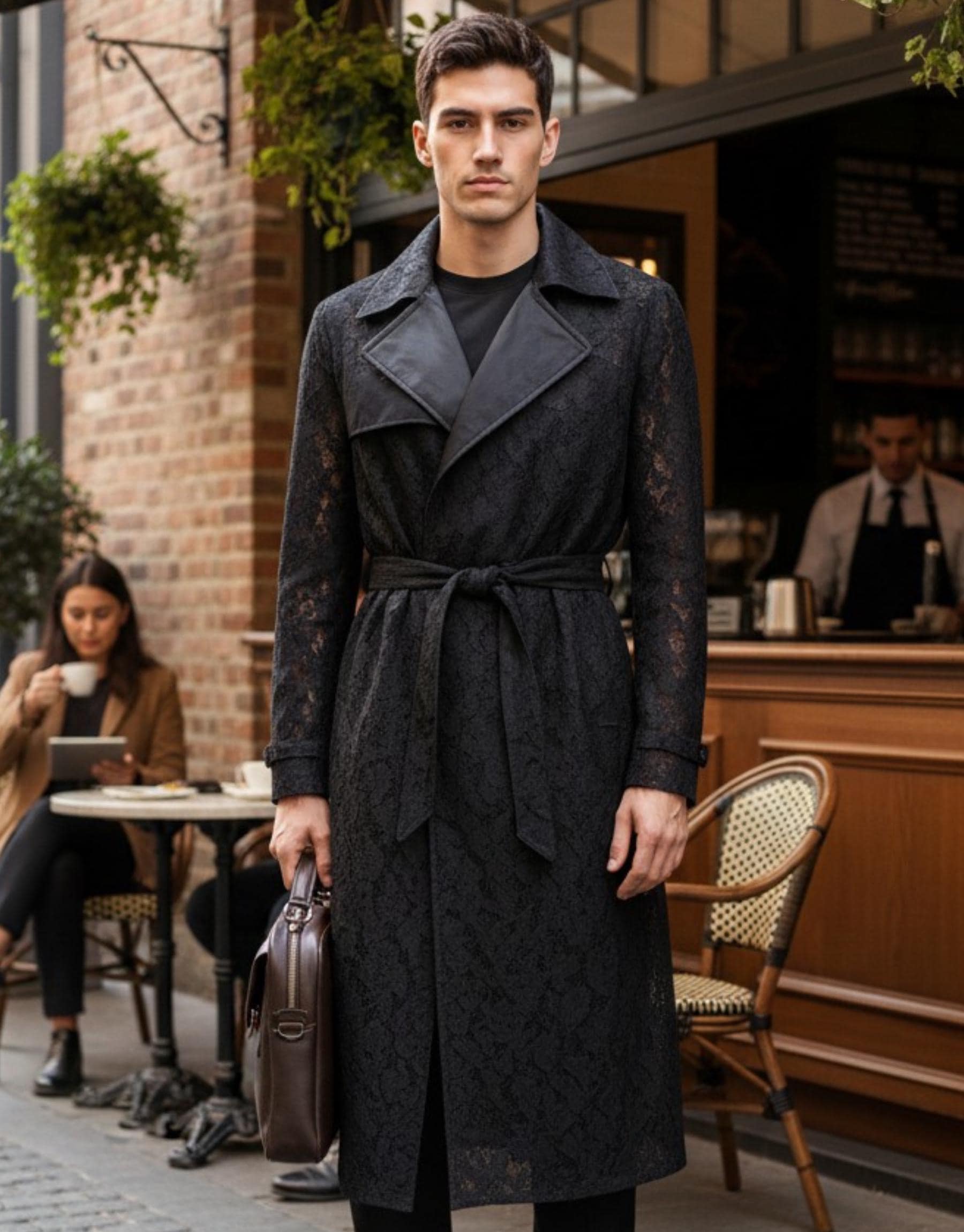 Men Lace Long Trench Coat - Raincoat – Unique Fashion Outerwear
