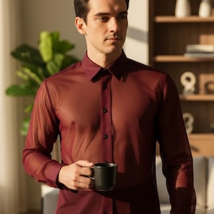 Sheer lace, chiffon or mesh men’s top designed for bold men, gay, bi, queer, trans and nonbinary individuals. Sensual see-through fabric with elegant, modern fit. Perfect for LGBTQ+ fashion lovers, clubwear, party outfits, Pride looks and romantic occasions. A unique statement piece for confidence and self-expression.