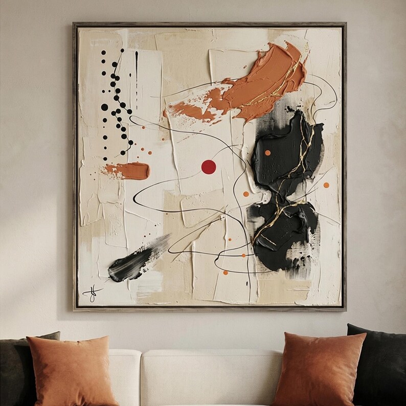 Large Beige Wabi Sabi Wall Art — Japandi Abstract Canvas Print, Neutral ...