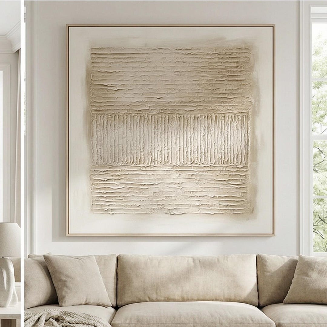 Beige 3D Texture Wall Art Wabi Sabi Wall Art Beige Abstract Minimalist ...