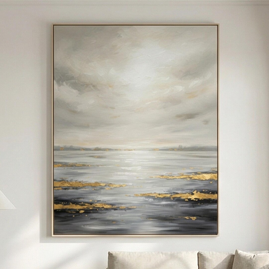 Mountain Lake Oil Painting, Textured Landscape Wall Art, Original Hand ...