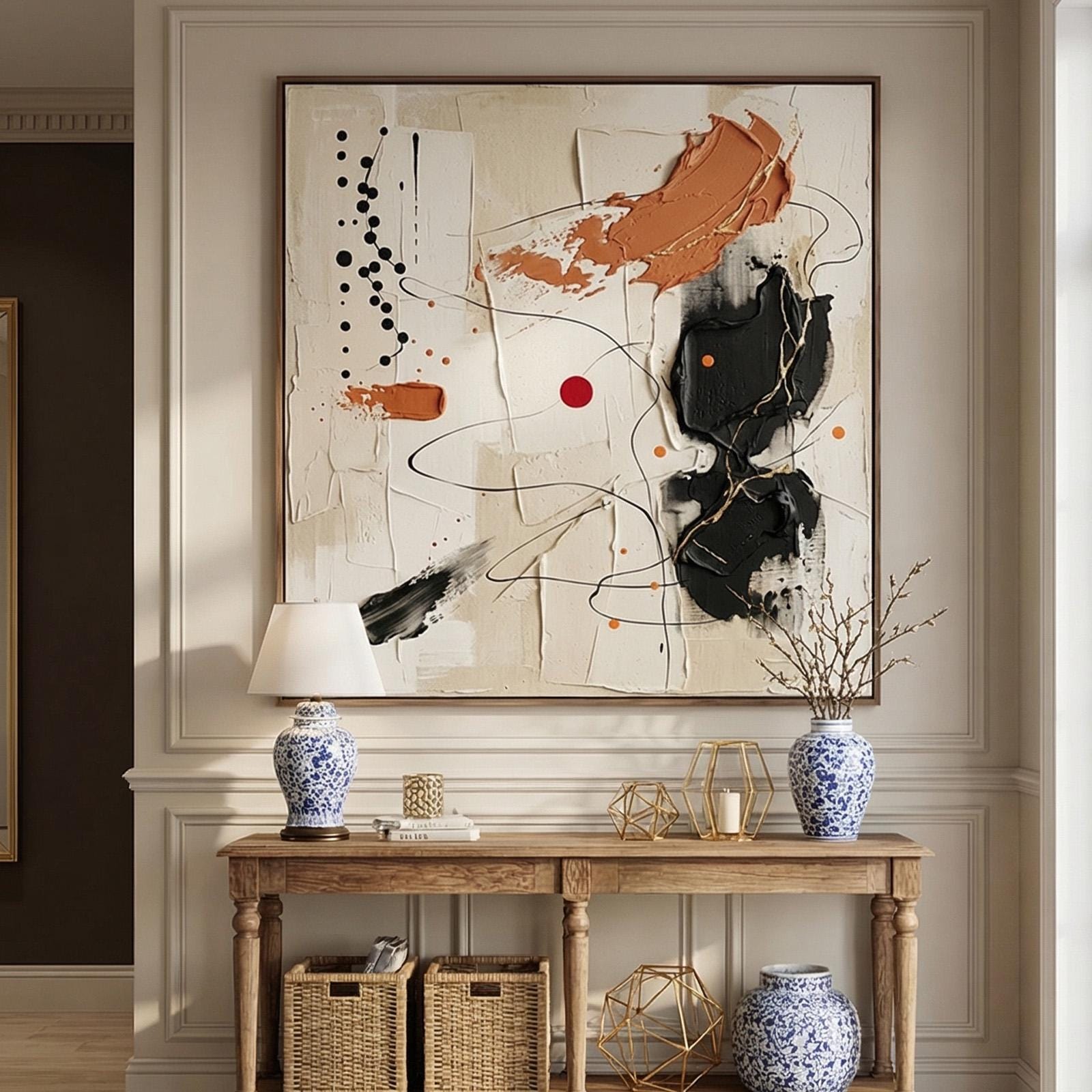 Large Beige Wabi Sabi Wall Art — Japandi Abstract Canvas Print, Neutral ...
