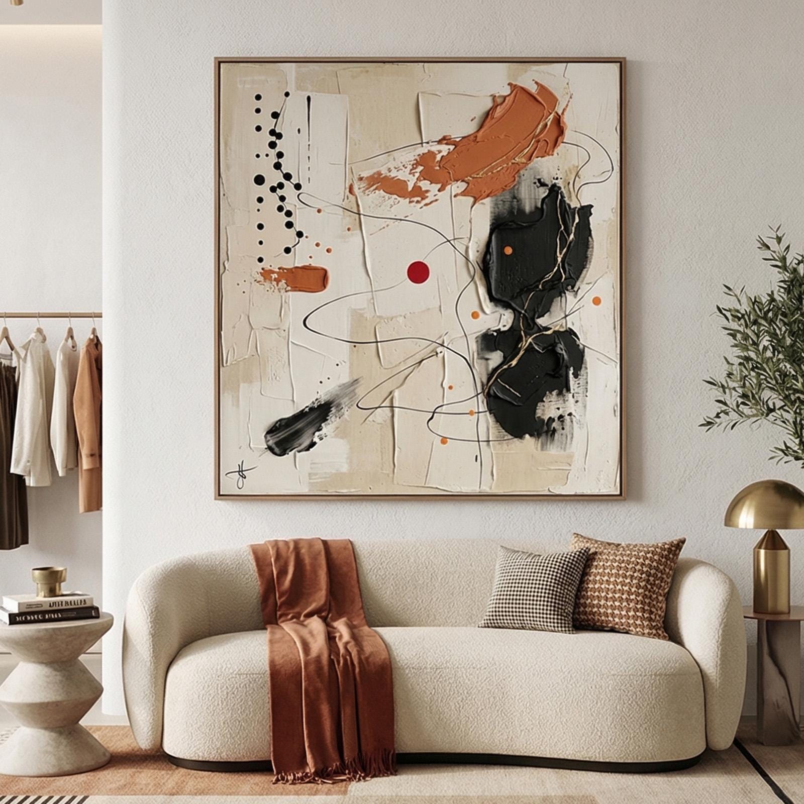Large Beige Wabi Sabi Wall Art — Japandi Abstract Canvas Print, Neutral ...