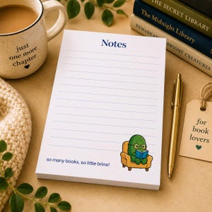 Book Lover Notepad, Bookworm Gift, Reader Gift, Booktok Stationery, Cute Bookish Notepad, Librarian Gift, Reading Notes Pad